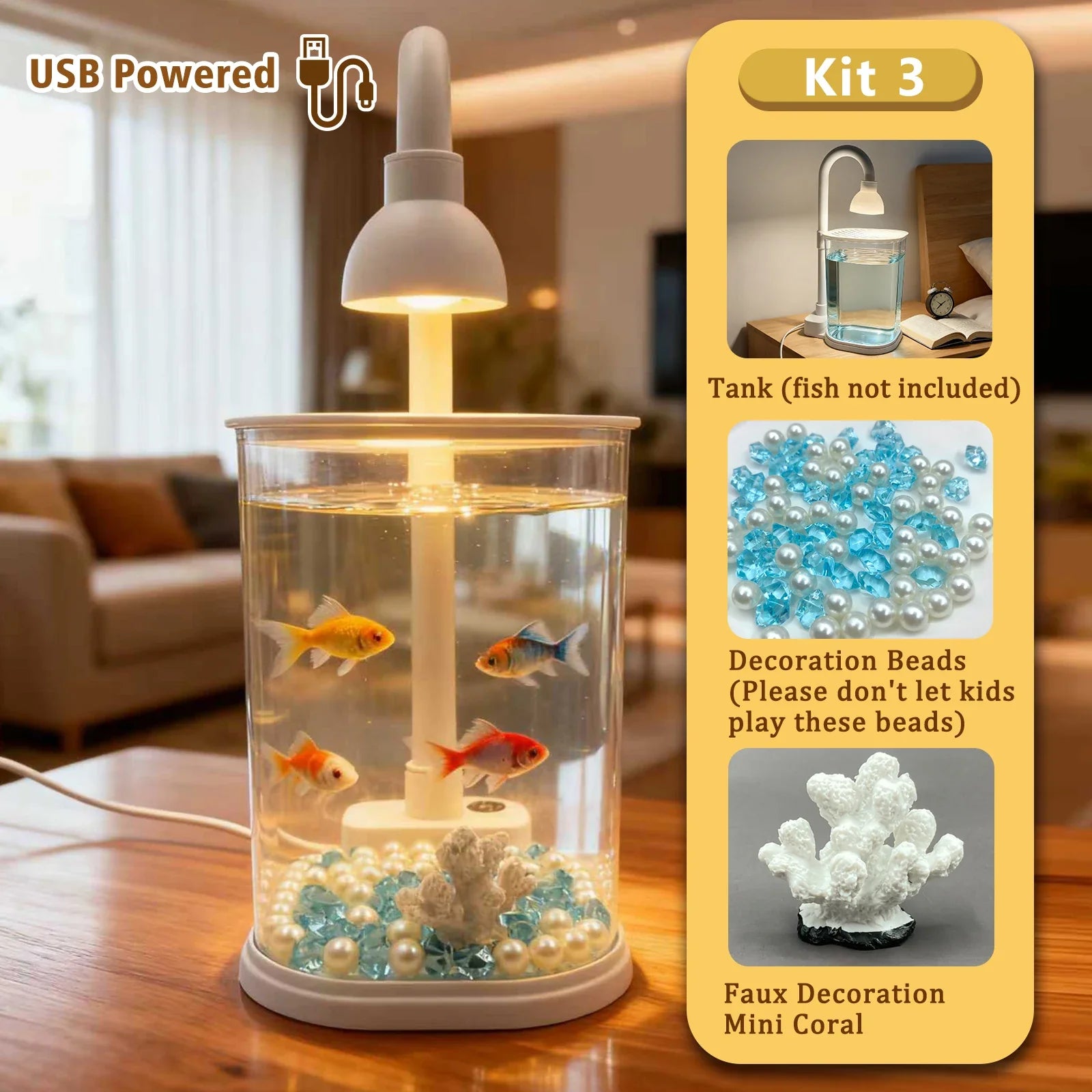 Starter Kit Small Fish Tank Fighting Fish Tank Tabletop Turtle Tank Goldfish Tank With Light Party Gift Idea For Kids