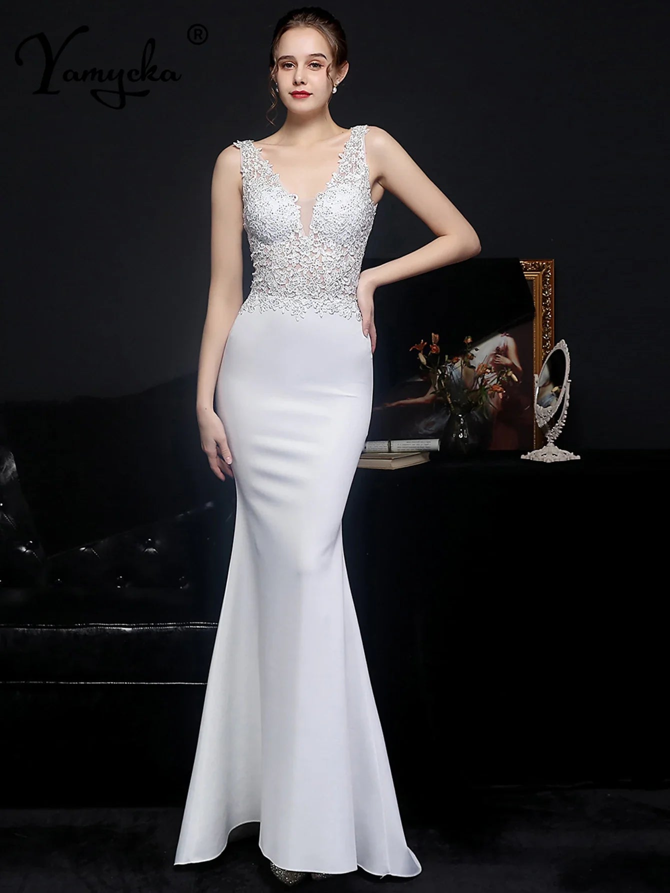 Sexy elegant luxury wedding evening long dresses for women rhinestone prom party dresses woman white summer dress vestidos