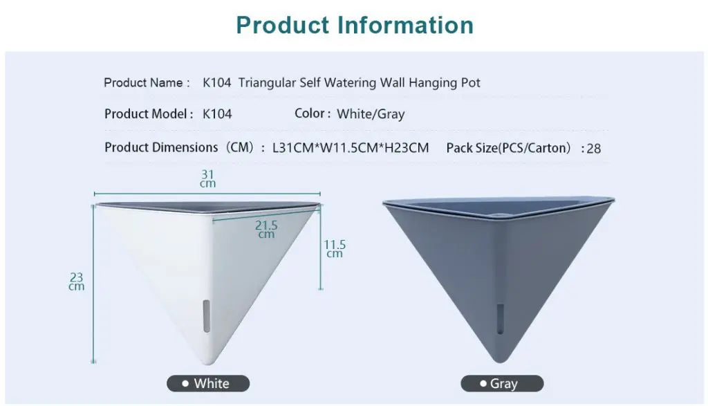 Fashion Triangular Wall Mounted Flower Pots Self Watering Hanging Basin for Plants Lazy Flowerpot Office Home Garden Accessories