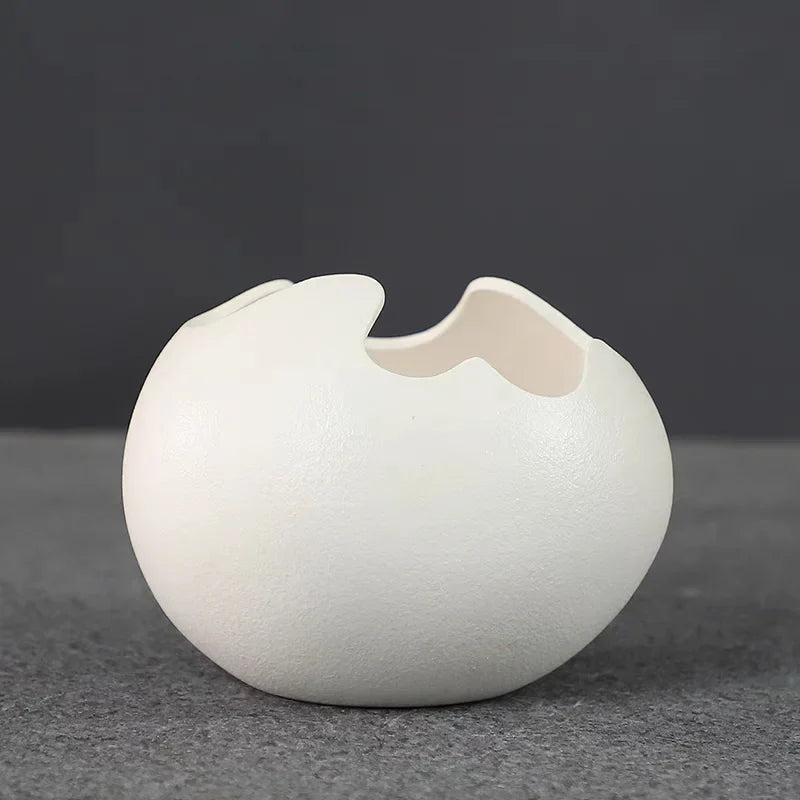 Broken Eggshells Shapes Ceramic Flowerpot Simple Succulent Plant Container Green Planter Small Bonsai Pots Home Decoration