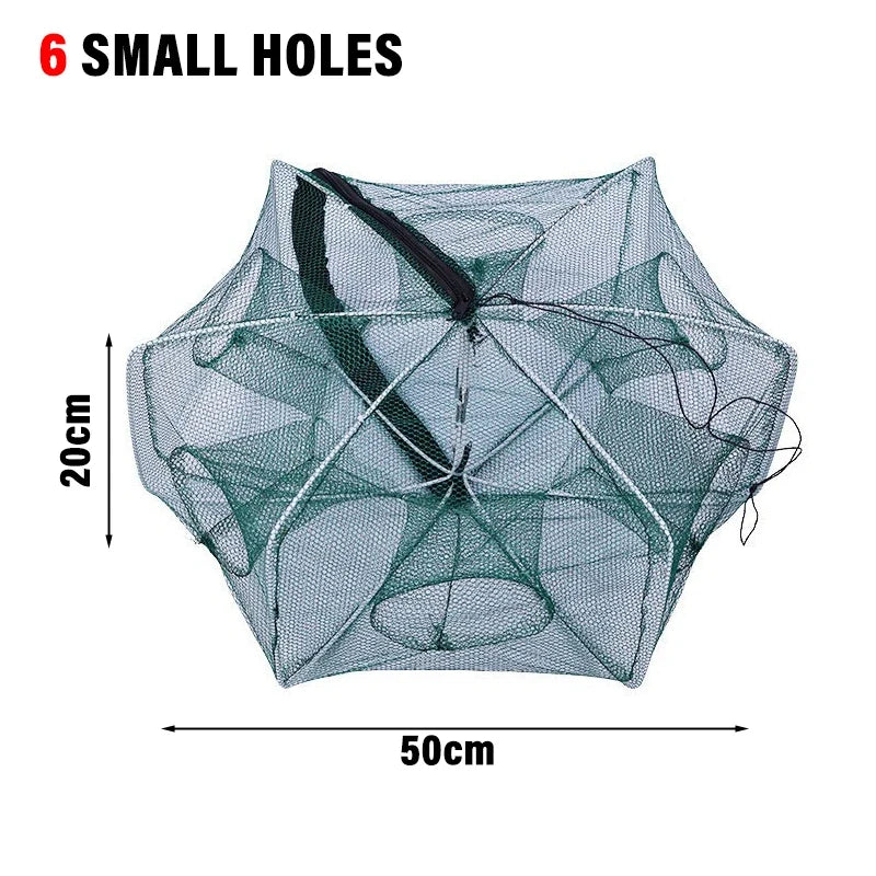 New Fishing Traps Mesh Cage Foldable Crayfish Catchers Crab Fish Cage Trap Net Nylon Casting Fishing Mesh Shrimp Net for Tackle