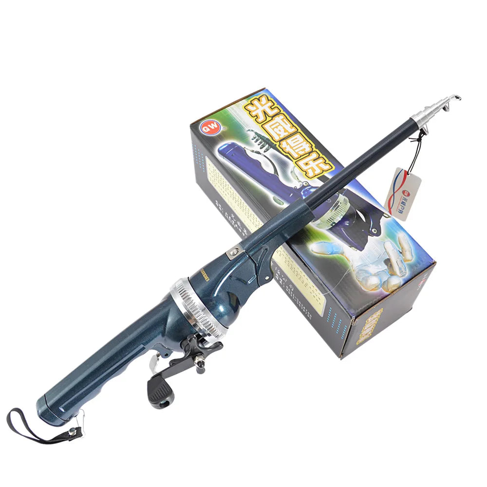 Folded Spinning Rod Portable Folding Mini Fishing Rod Telescopic Epoxy Resin Poles with Reel Line Travel Rods for Fish