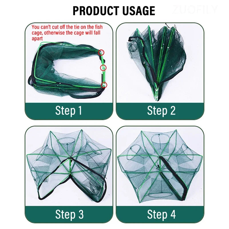 New Fishing Traps Mesh Cage Foldable Crayfish Catchers Crab Fish Cage Trap Net Nylon Casting Fishing Mesh Shrimp Net for Tackle