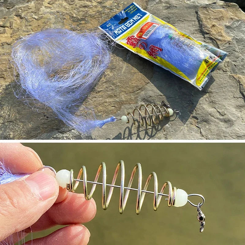 Bully Bundle Hookless Fishing Set Simple Small Fish Net Explosive Hook Spring Bait Cage Fishing Net Sticky