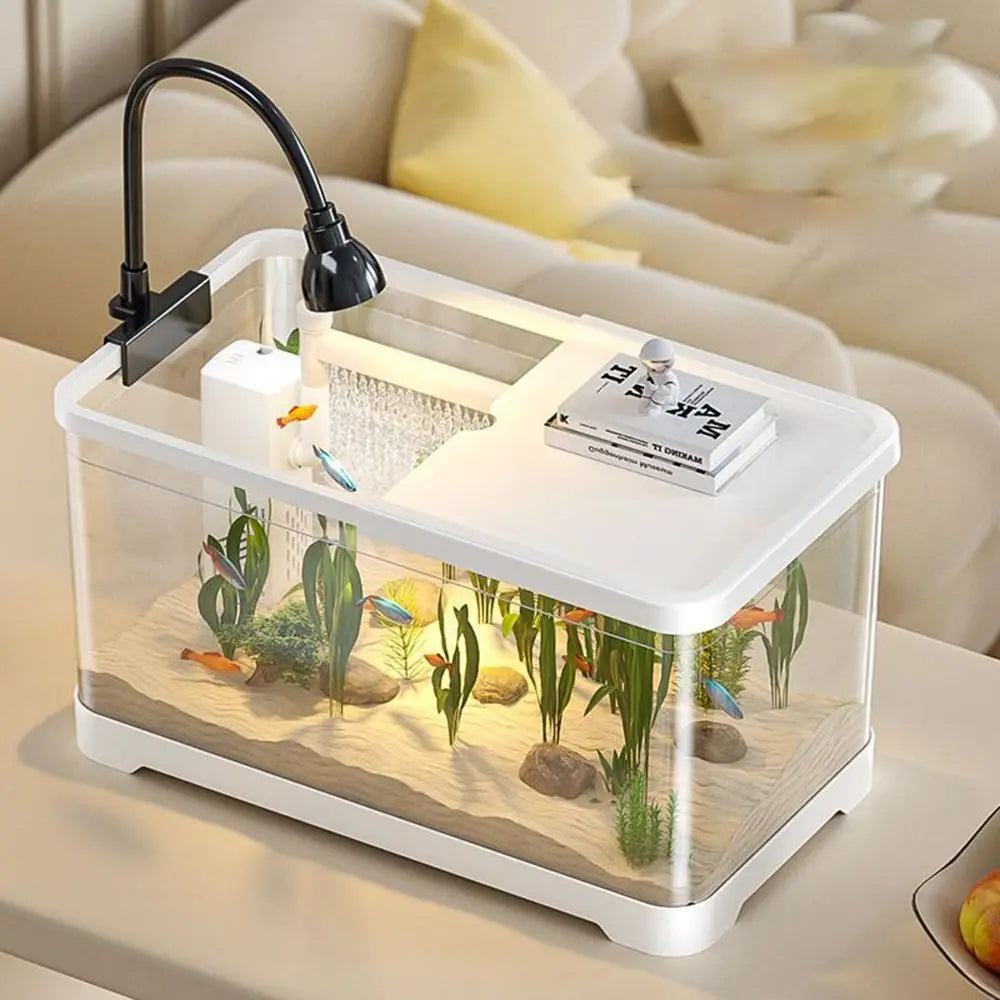 Aquarium with LED Lighting Power Filter Fish Tank Multifunctional with Water Pump Turtle Tank for Fish Decor