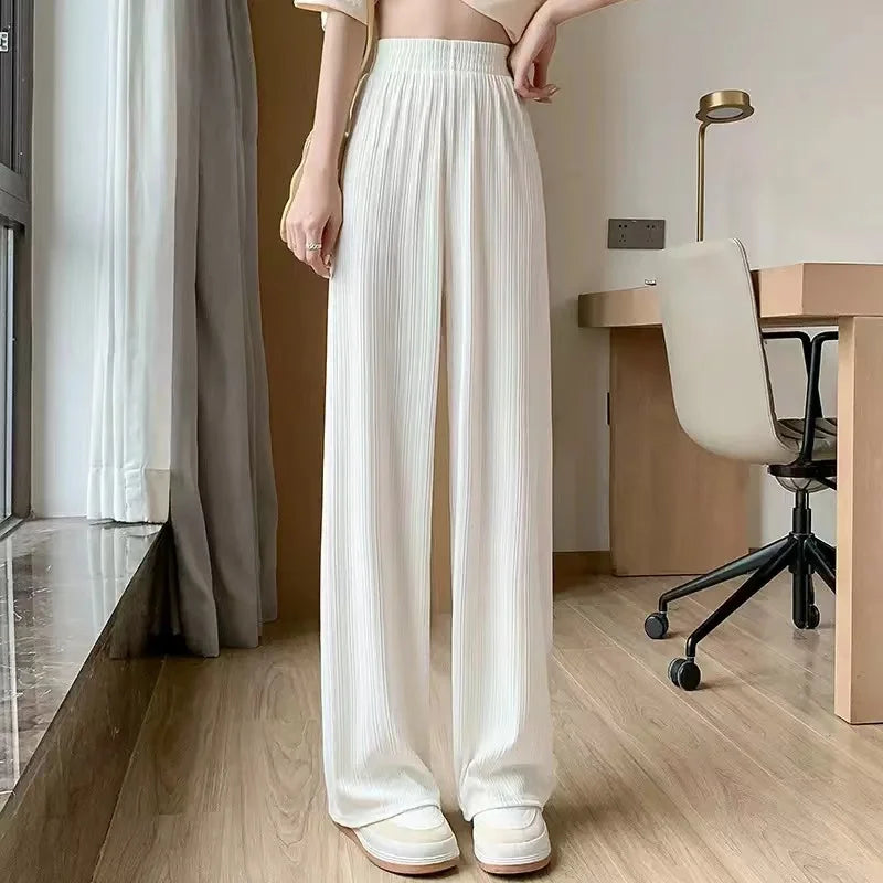 Ice silk wide leg pants for women new summer thin straight leg casual Yamamoto pants, sunscreen and mosquito proof pants