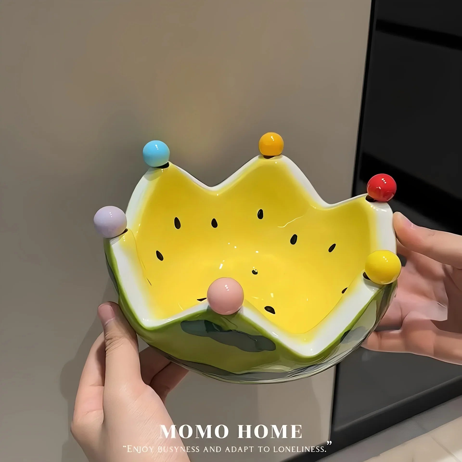 Watermelon Fruit Plate Creative Ceramic Fruit Fork Set Large Capacity Living Room Coffee Table Fruit Bowl Plate Cute  Ornaments
