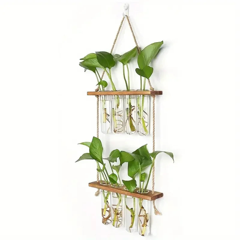 Creative green radish hydroponic plant glass transparent vase flower arrangement water flower pot hemp rope test tube wall hangi