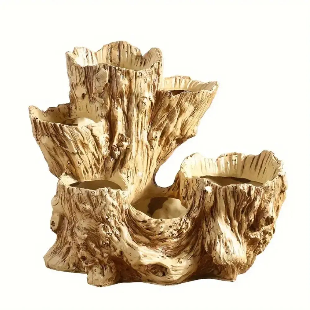 Retro-Style Resin Succulent Flowerpot (with Drainage Hole) - Unique Asymmetrical Texture Design, Dual-Use Indoor and Outdoor Decoration, the Best Choice of Garden Beautification, the Perfect Gift for Plant Lovers