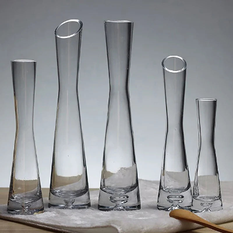 Transparent Glass Flower Vase Small Vase Hydroponics Plant Flower Terrarium Luxury Room Table Home Decor Wedding Decoration
