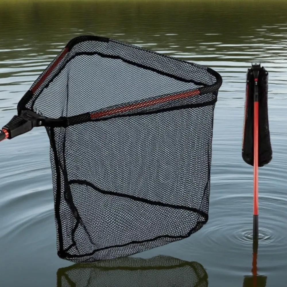 Foldable Fishing Net with Aluminum Alloy Telescopic Handle Portable Landing Net Fishing Scoop Brail Outdoor Angling Gear