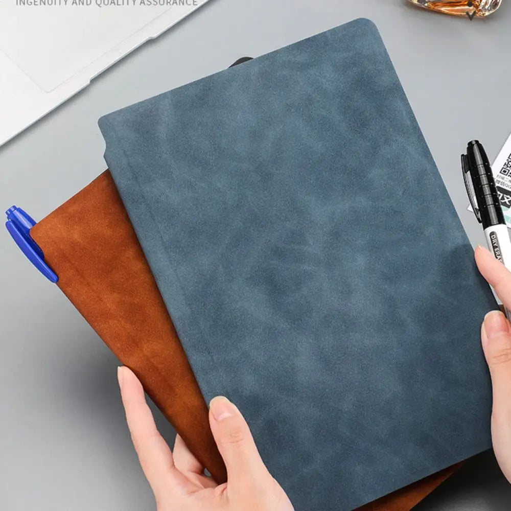 Reusable A4 Whiteboard Notebook With Whiteboard Pen Leather Erasable Whiteboard Draft Stationery With Erasing Cloth Memo Pad