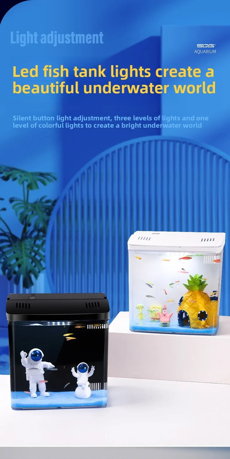 Home mini fish tank, living room fish tank, office desktop water free ecological, self circulating filter， Acrylic aquarium