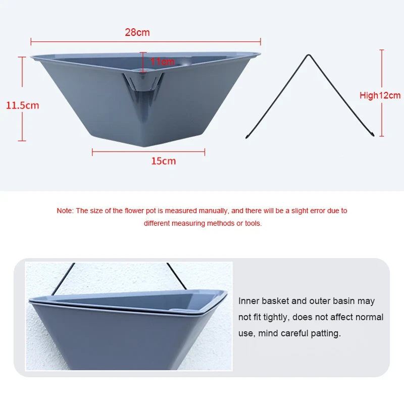 Fashion Triangular Wall Mounted Flower Pots Self Watering Hanging Basin for Plants Lazy Flowerpot Office Home Garden Accessories