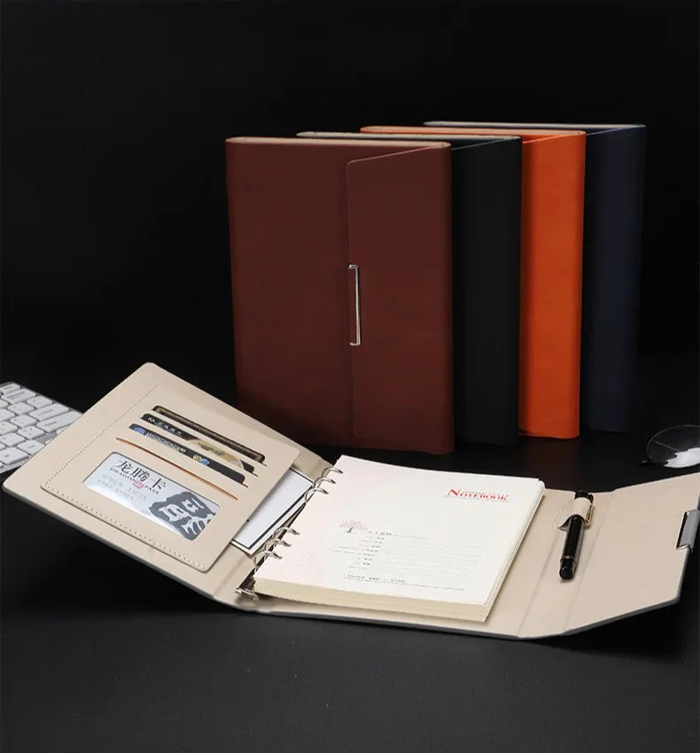 Tri-fold A5 Loose-leaf Notebook Business Meeting Office Record Book Cover Notebook