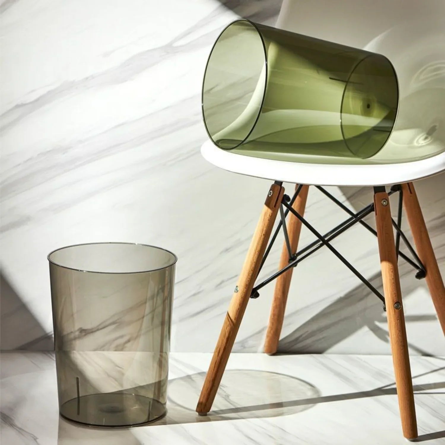 Transparent Trash Can for Office Living Room - Multi-functional Wastebasket for Waste Paper and Ice Bucket