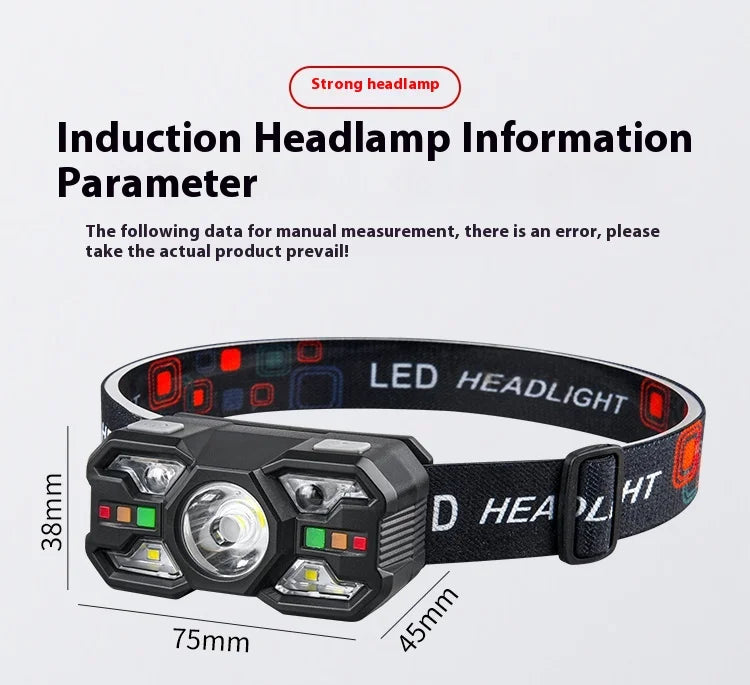 Powerful Induction LED Headlamp Rechargeable IR Motion Sensor Head Lamp Camping Night Fishing Cycling Portable Headlight