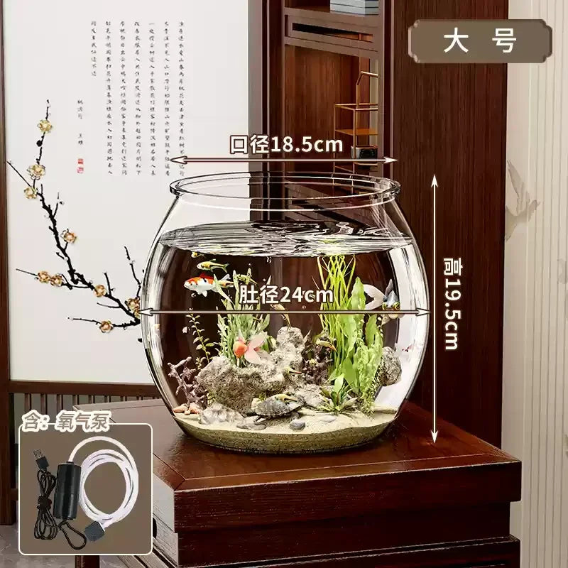 PET Transparent Fish Tank  Durable Desktop Goldfish Turtle Tank Drop-Resistant Hydroponic Plant Holder  Round Water Basin