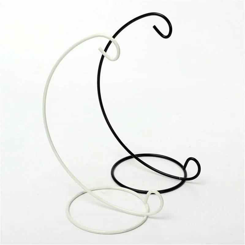 1PC Ornament Display Stand,24cm Black white Iron Hanging Stand Rack Holder with Glass ball,for Christmas and Wedding Decoration