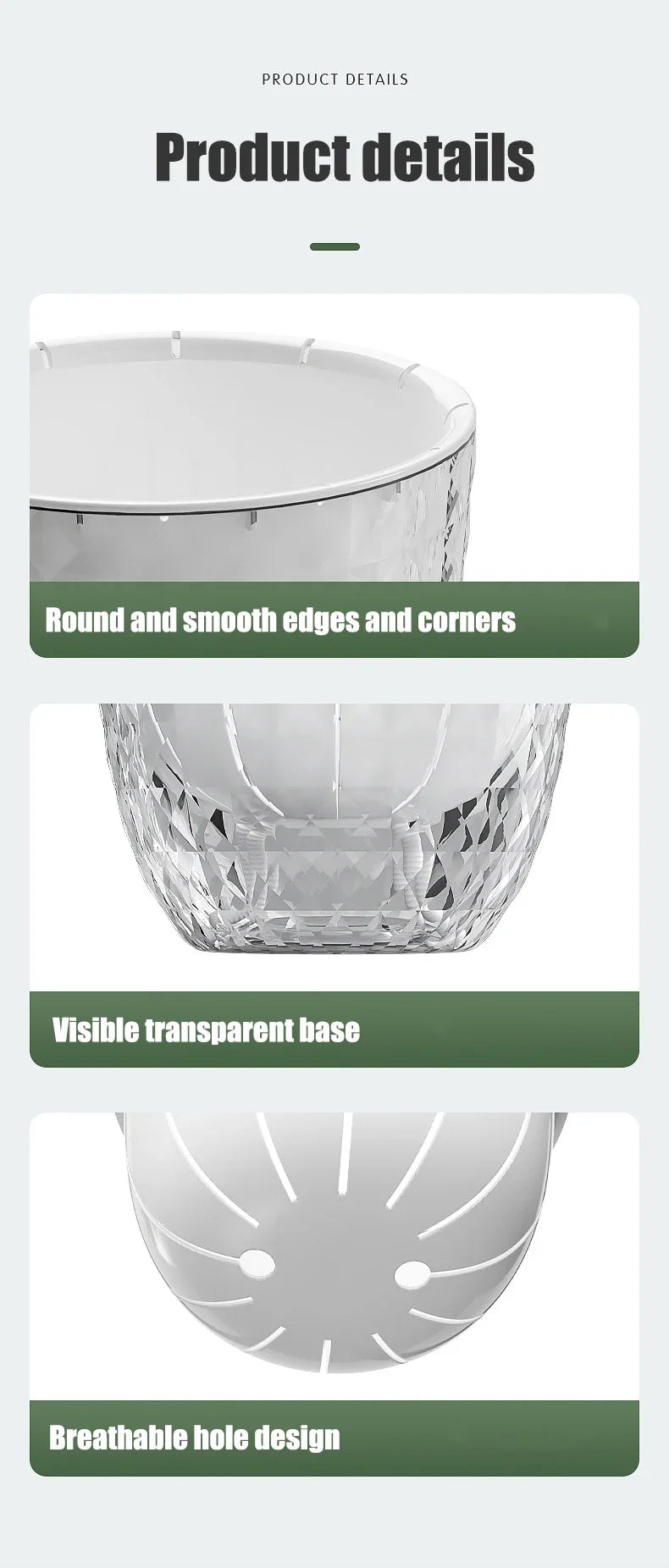 Self Watering Flowerpot Automatic Water Absorbing Flowerpot Transparent Double Layer Plastic Succulent Plant Pot Decorative Pot