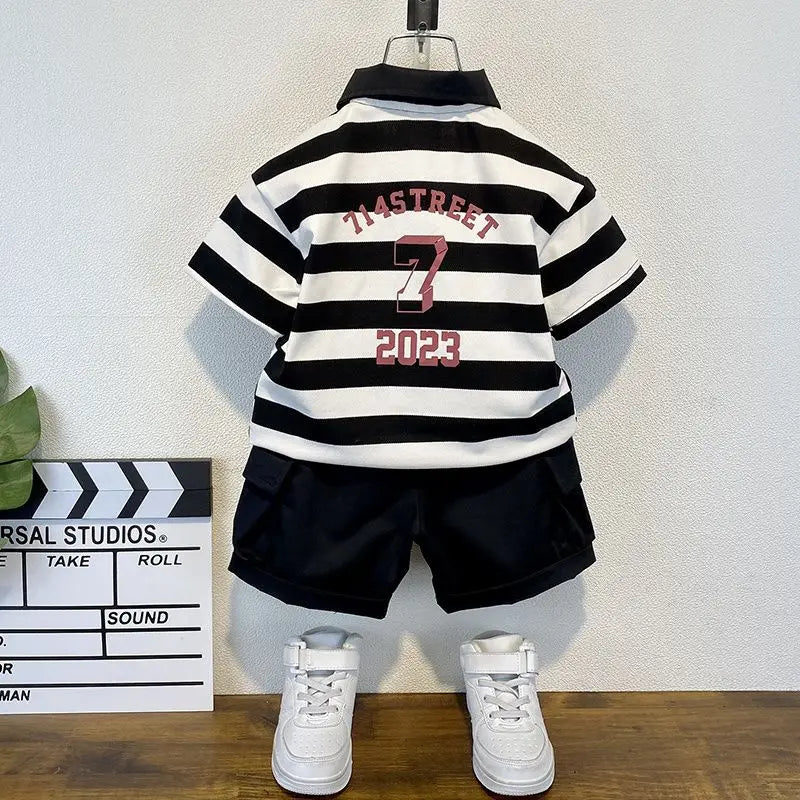 Boys  Summer Outfit T-Shirt and Jeans Korean Polo Fashion  Casual Clothing Korean Reviews Top Toddler Kids Clothes Sets