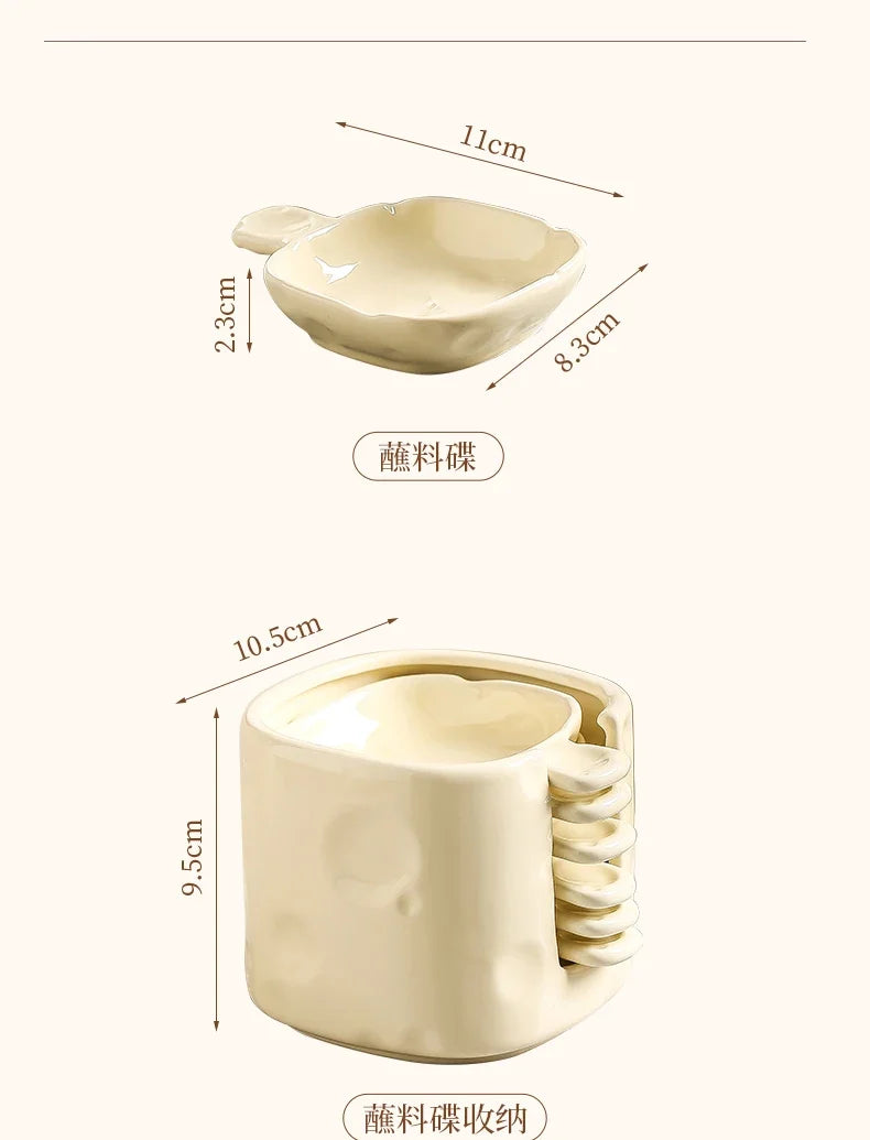 Dish Chinese New Household Solid Cream Wind Square Hot Pot Sauce Dishes 3.5 Inch High Aesthetic Plate