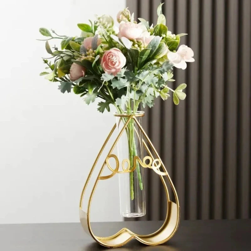 Creative Bottle Decoration - 1PC Iron Art Clear Glass, Dry Flower Arrangement Hydroponic Planter Vase