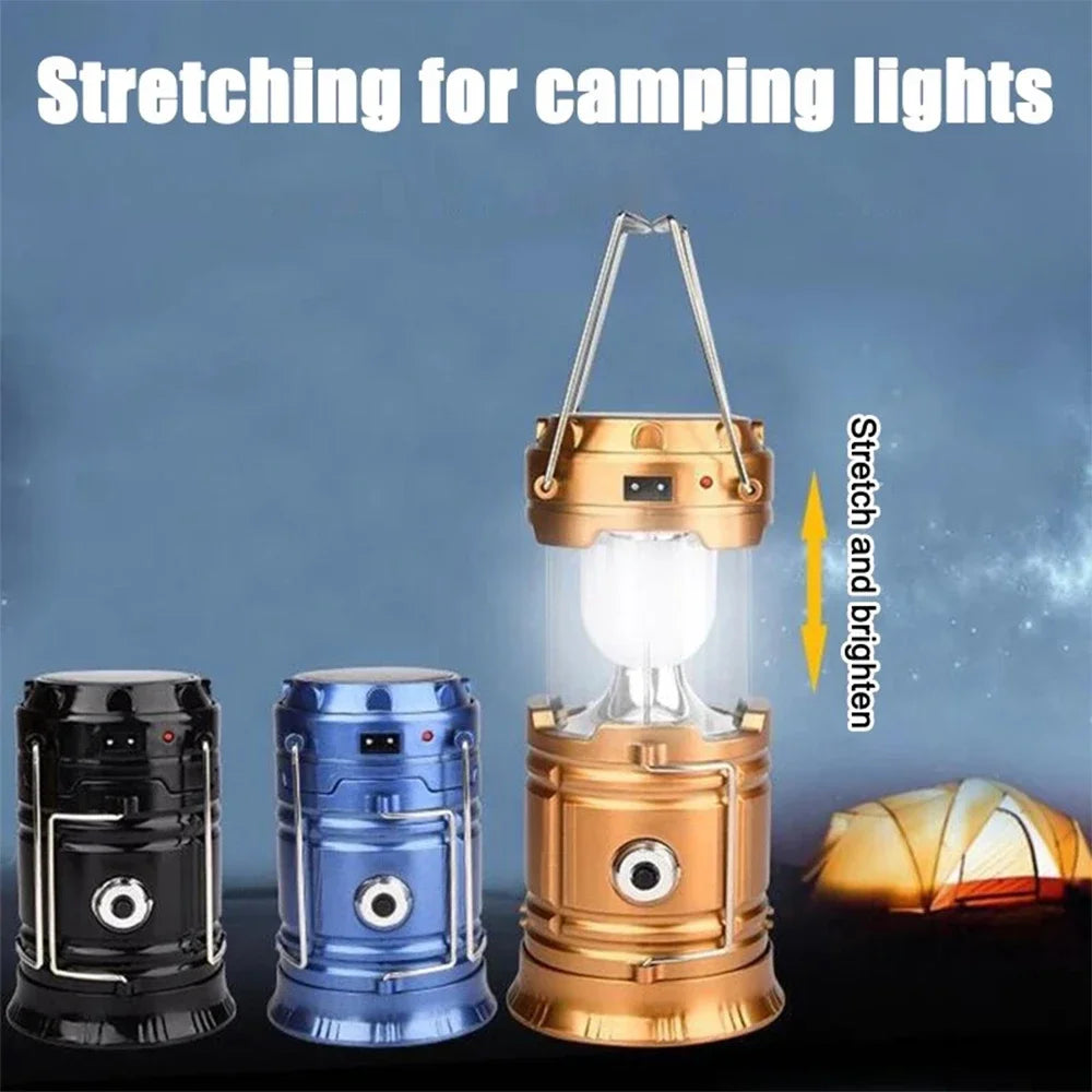 Solar Multifunctional Handheld Camping Lamp Tent Lamp LED Portable Flashlight Portable Waterproof Emergency Powered Work Light