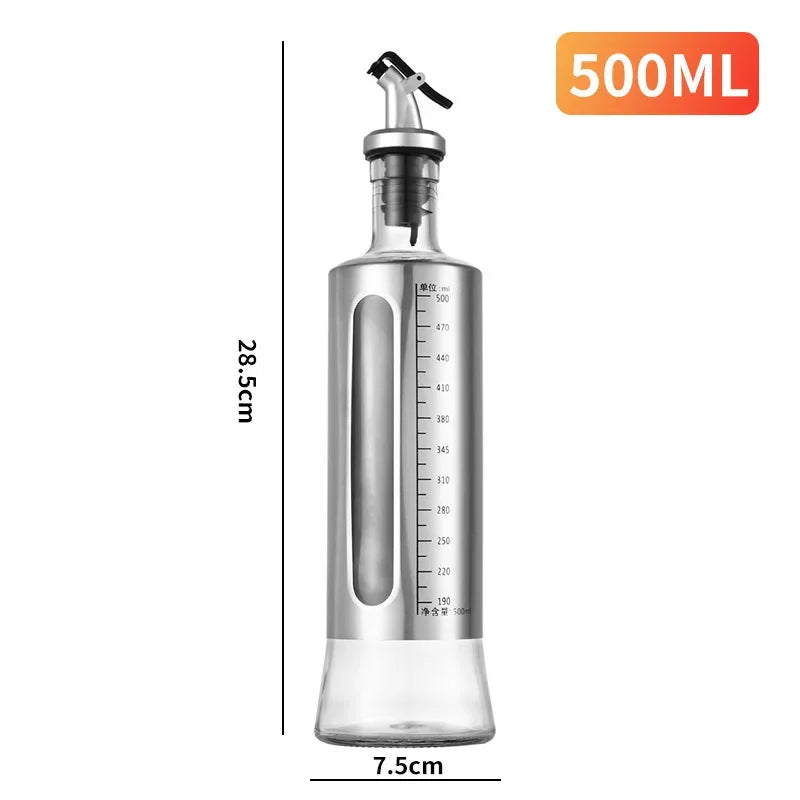 Stainless Steel Oil Bottle No-drip Bottles Soy Cruet Sauce Vinegar Condiment Dispenser Sturdy Seasoning Jars Kitchen Accessories