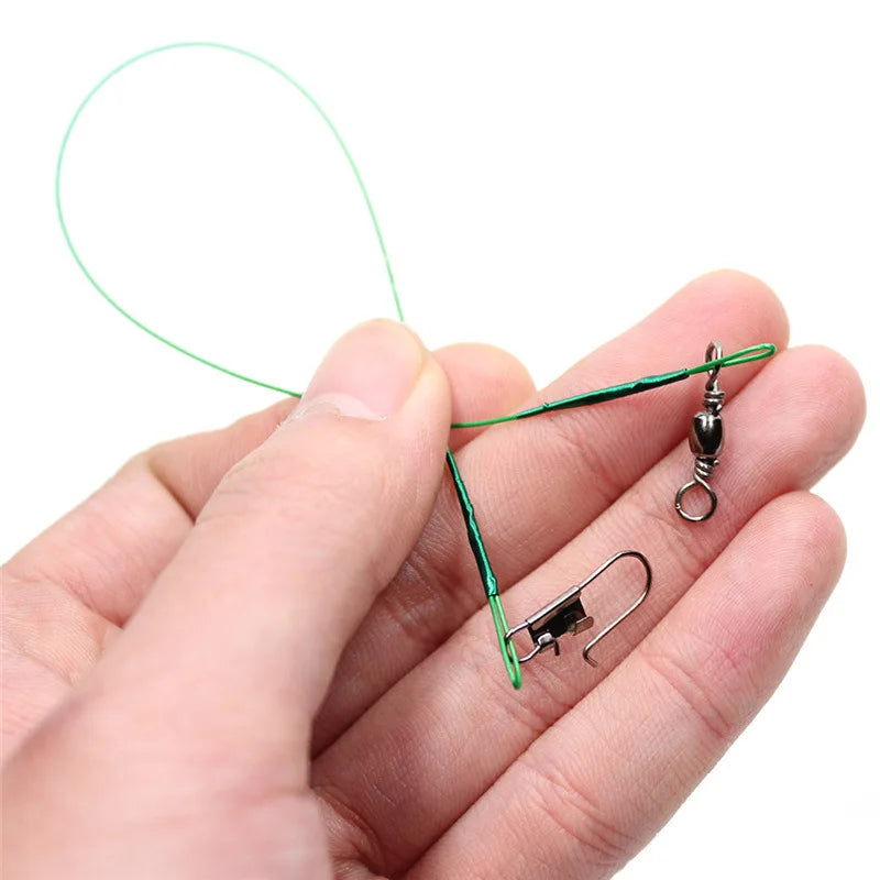 Fishing Line Steel Wire Leader With Swivel Fishing Accessory Lead Core Leash Fishing Wire 15cm 20cm  30cm