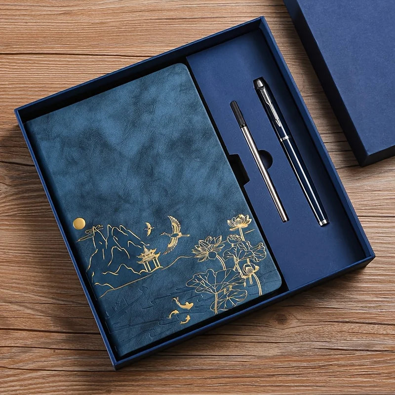Notebook Set Single Book and Set Selection, Skin Feel and Color Changing PU Material Cover A5 Work Notebook Gift Box Set