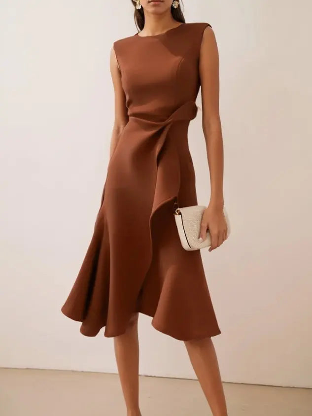Elegant Women's Evening Dress Autumn Winter Temperament Fashionable Clothing Sleeveless High Waist Personalized Long Dresses