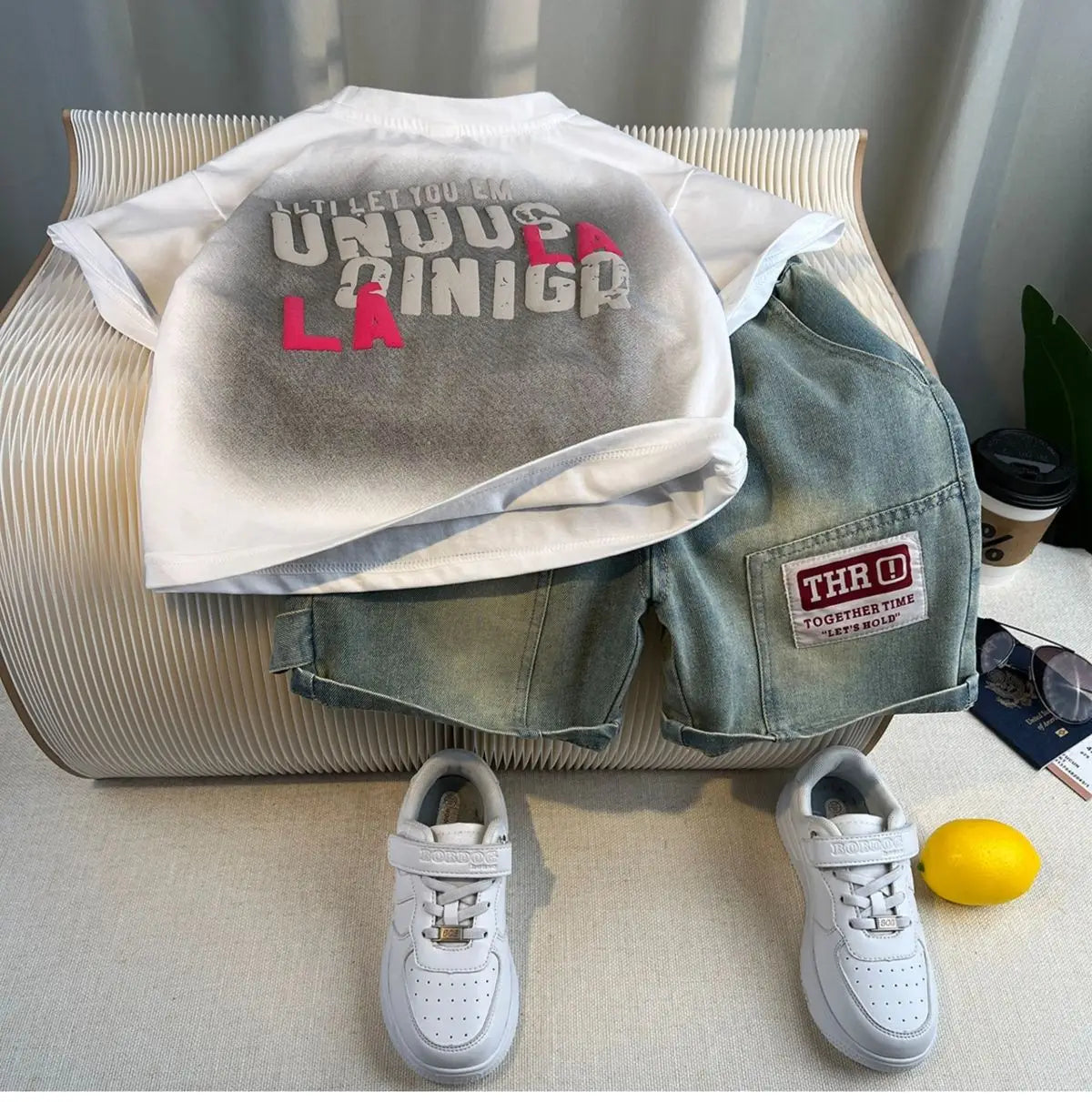 Hot Sale Fashion Baby Boy Suit Summer Clothes Short Sleeve T-shirt Short Jeans 2 Piece Set Kids Outfit Children's Costume