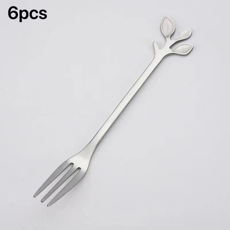 Stainless Steel Tea Forks Gold Silver Cake Fork Snack Salad Coffee Fruit Fork Mirror Cutlery Tableware Set Kitchen Utensils