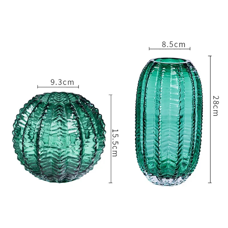 Creative Cactus Glass Vase Desktop Creative Flower Utensils Hydroponic Vase Dried Flower Vase Living Room Aesthetic Decoration
