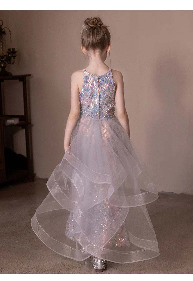 Children's Princess Dress Shiny Sequined Dress For Girls  Mermaid Elegant Teen Party Evening Dress