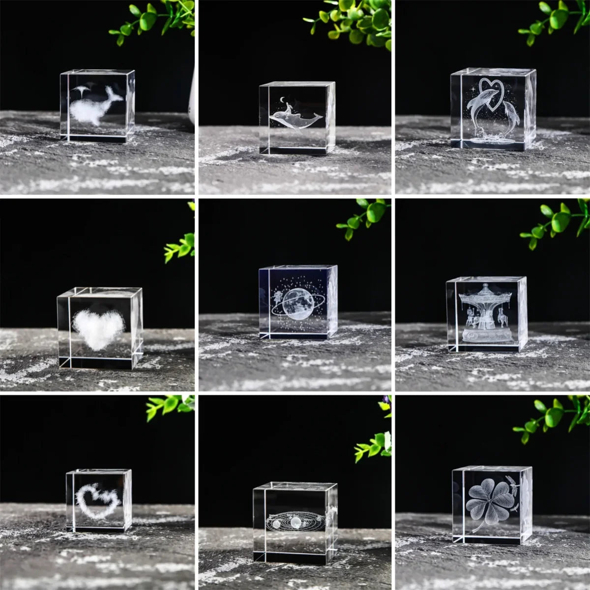 Rain Clouds Raindrop Cloud Square Crystal Ornaments Heart Shape Home Office Decor Birthday Valentine's Day Gifts