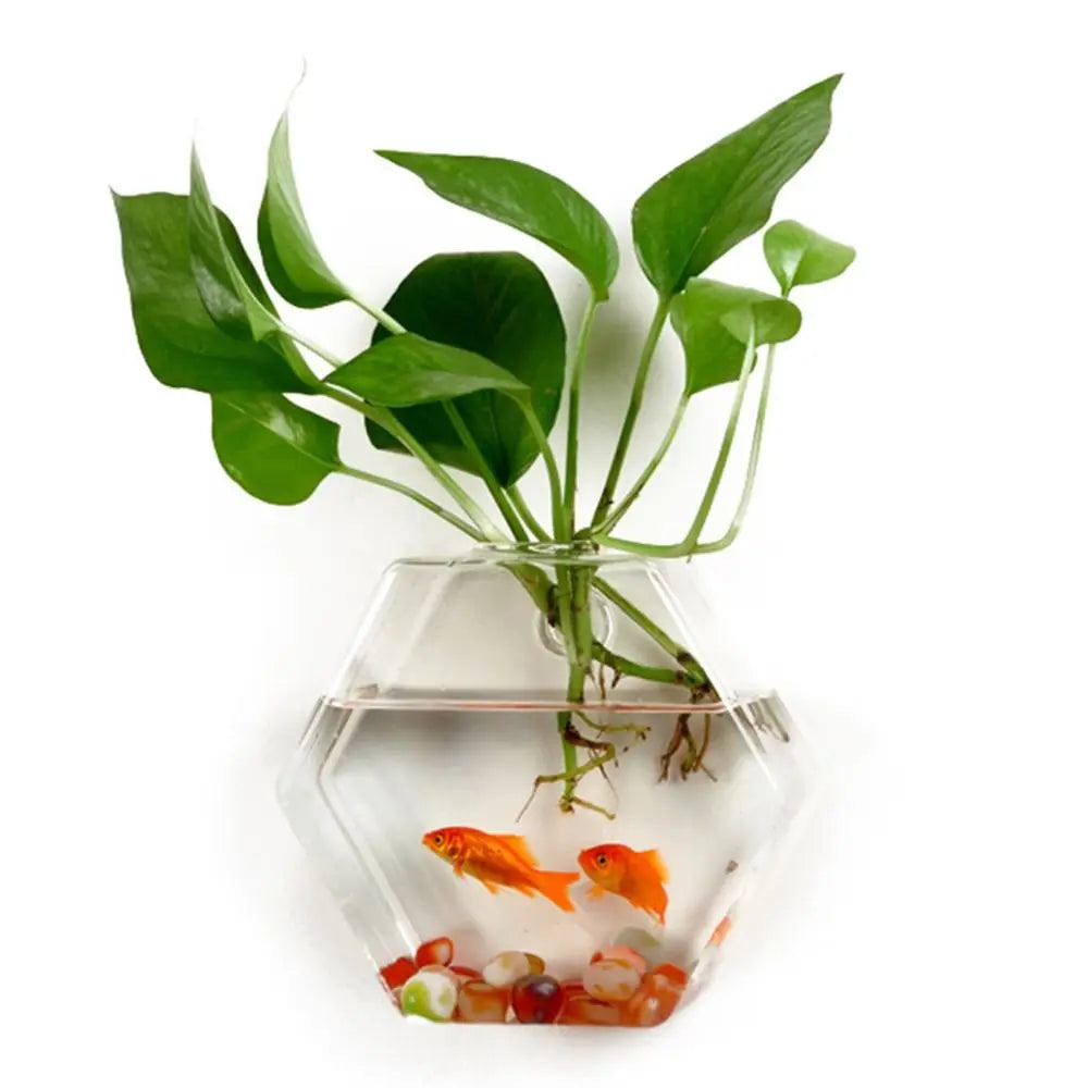 Cone Shape Wall Hanging Vase Transparent Fish Tank Wall Planter Plant Holder Aquarium Container Hydroponics Plants Flowerpot