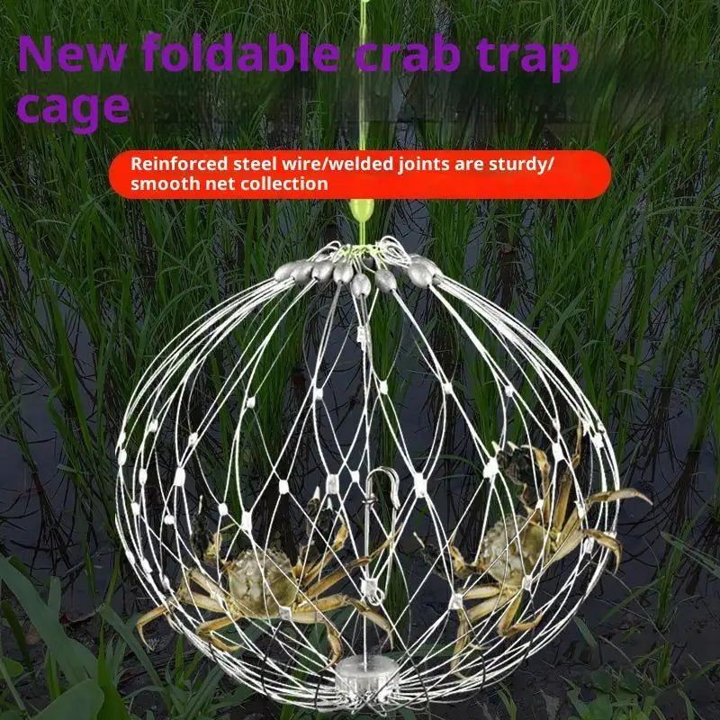 Fishing Net Cage Automatic Open Closing Wire Fish Crab Trap Net Steel Wire For Saltwater Seawater Outdoor Fishing Accessories