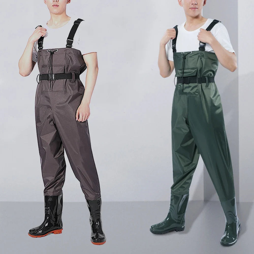Fishing Wader Pants Overalls With Boots Set Adult Men Women Chest-Lenght Hunting Rice Transplanting Waterproof Trousers Suit