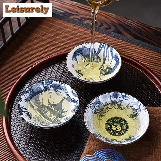 Blue and White Porcelain Cone Teacup Anti Scaling Hand-painted Tasting Tea Bowl Travel Meditation Cup Chinese Tea Set 70ml