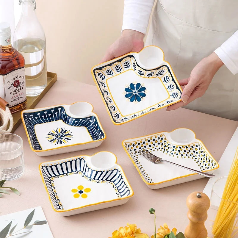 Cerc Plate Dining Di Heat Resistant Dumpling Plate with Vinegar Di Multi Functional Fruit Plate Trendy Network Bestseller