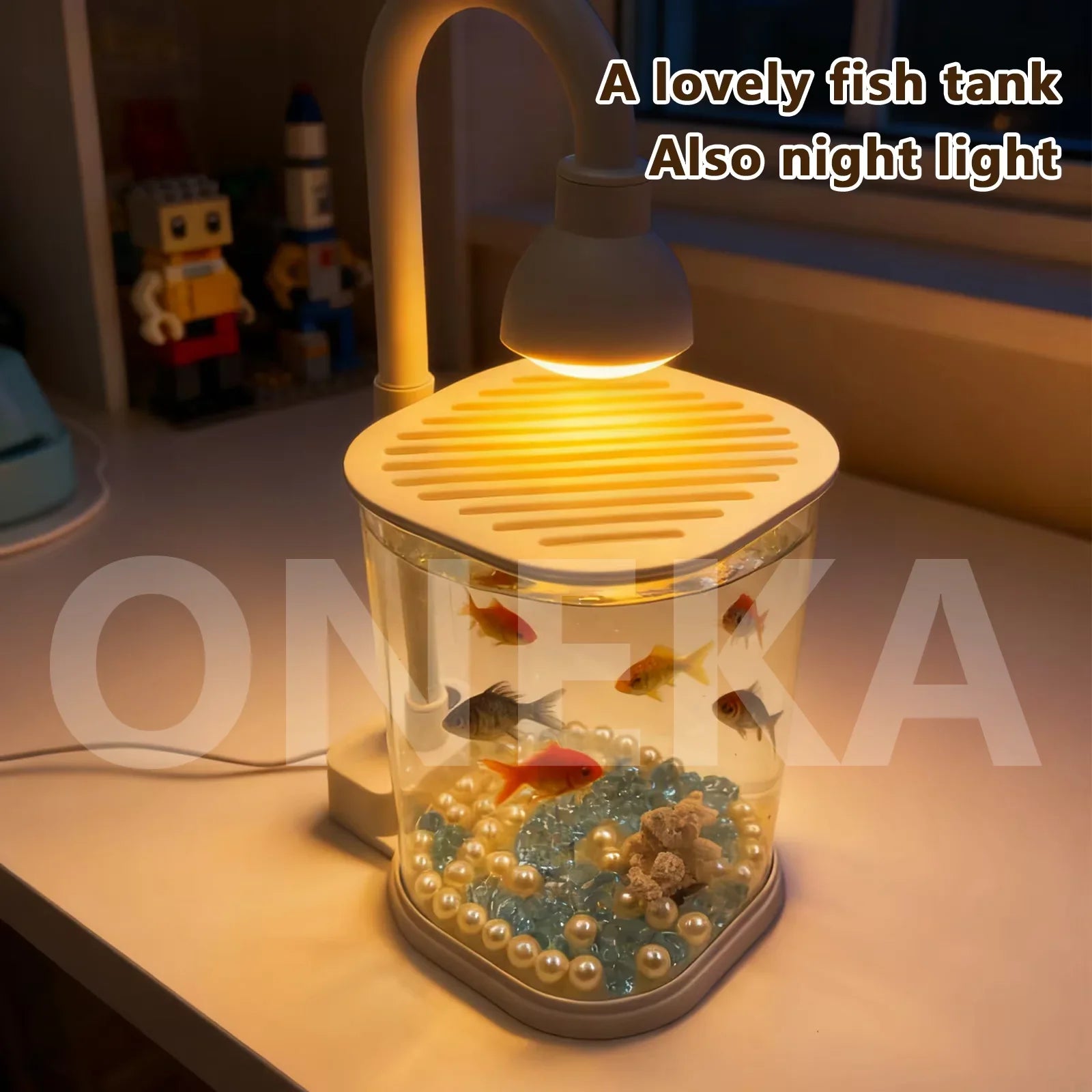 Starter Kit Small Fish Tank Fighting Fish Tank Tabletop Turtle Tank Goldfish Tank With Light Party Gift Idea For Kids