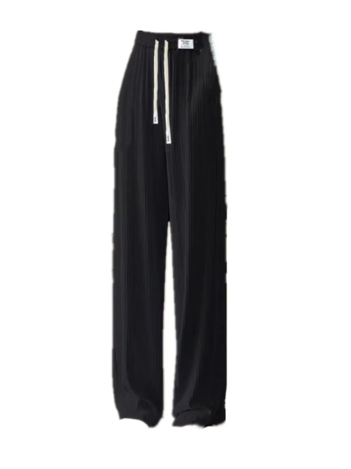 Ice Silk Wide Leg Pants Women's Summer Thin Hanging Sense Small Casual Summer Cool Straight Tube Pants High Waist Nine Points