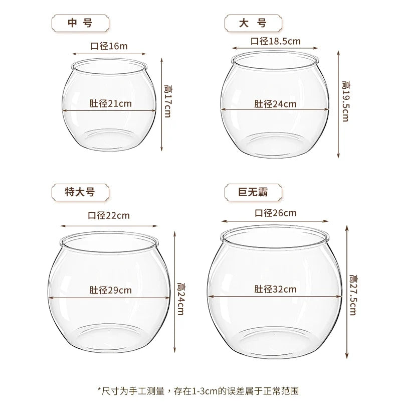 PET Transparent Fish Tank  Durable Desktop Goldfish Turtle Tank Drop-Resistant Hydroponic Plant Holder  Round Water Basin