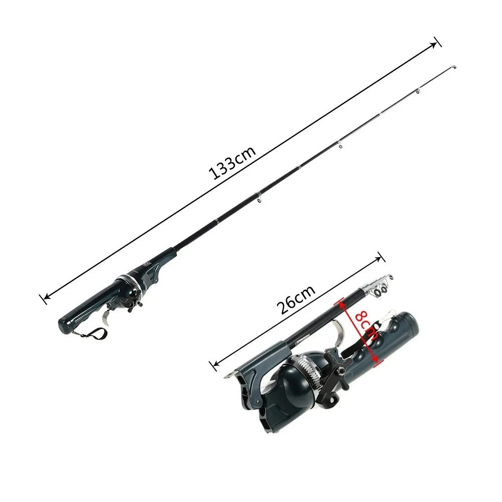 Folded Spinning Rod Portable Folding Mini Fishing Rod Telescopic Epoxy Resin Poles with Reel Line Travel Rods for Fish