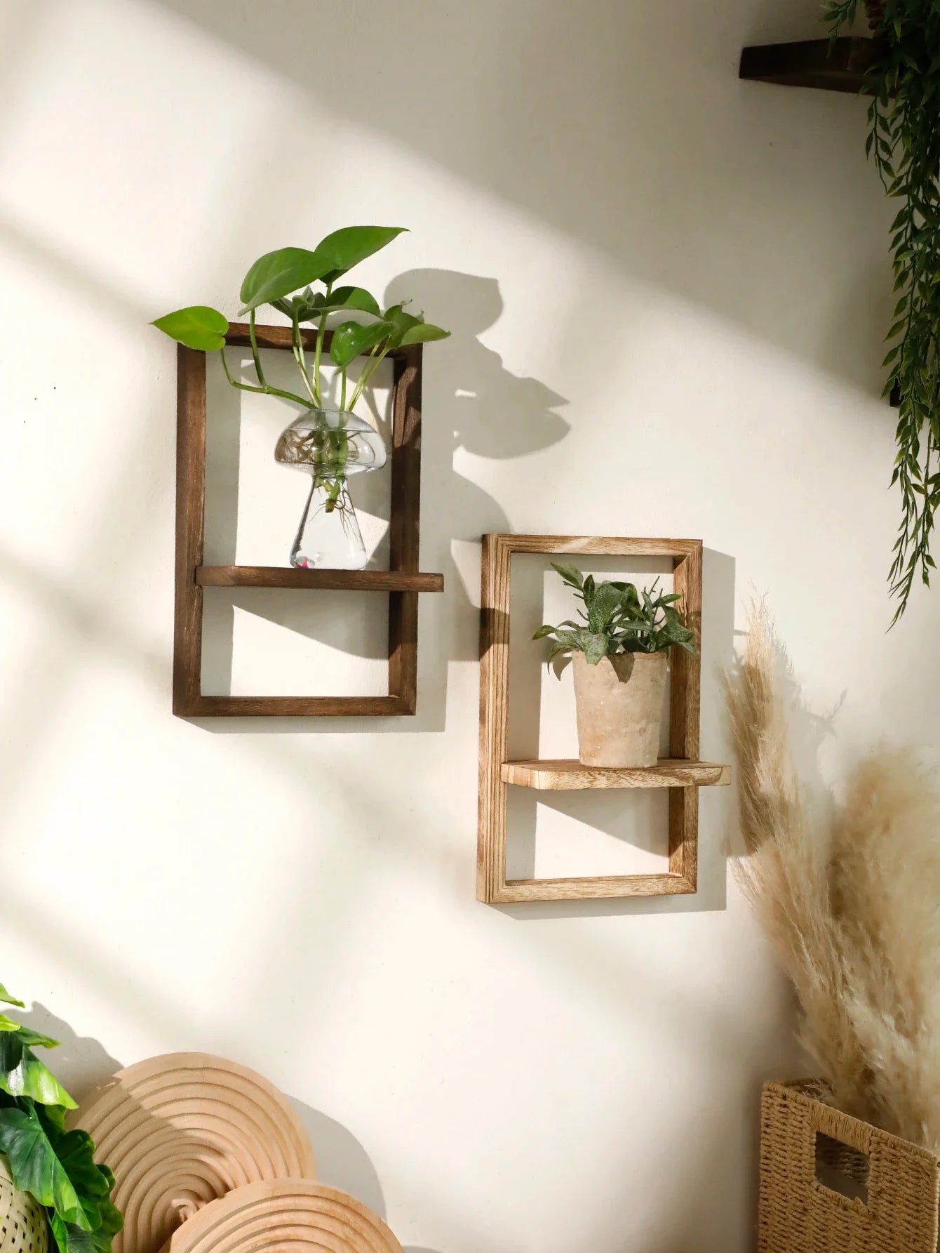 Wooden Display Shelf Floating Shelves Rustic Wood Shelves Wall Storage for Kitchen Bedroom Over Toilet Small Wall Mounted Gifts