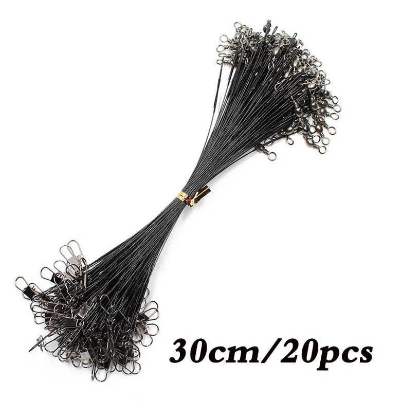 Fishing Line Steel Wire Leader With Swivel Fishing Accessory Lead Core Leash Fishing Wire 15cm 20cm  30cm