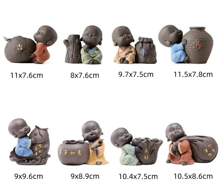 Fortune Lucky Cute The Little Monk Purple Clay Tea Pet Home Decor Mini Water Planting Flower Vase