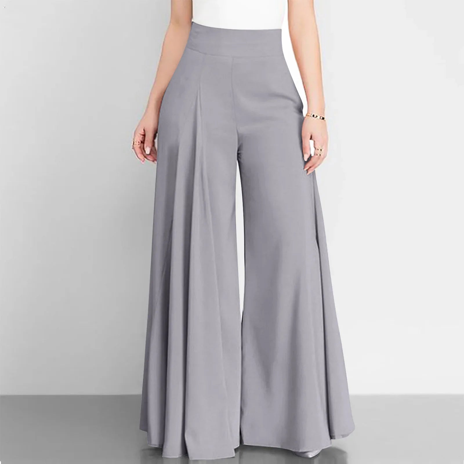Fashion Women High Waist Wide Leg Pants Spring Autumn Female Elegant Flare Trousers Casual Solid Holiday Loose Long Pant New